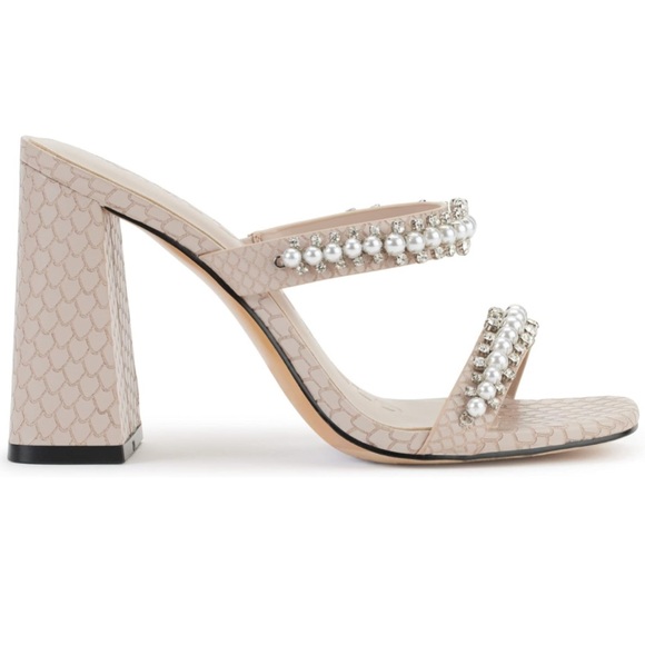 Karl Lagerfeld Paris Women’s Rayan Embellished Block Heel in Dune | 5 - Picture 2 of 6